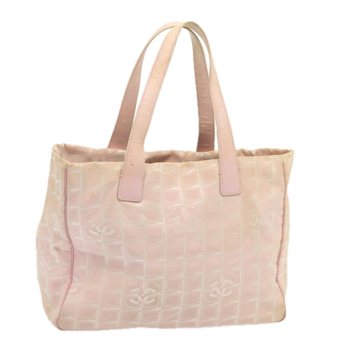 CHANEL New Travel Line Tote Bag Nylon Pink CC Auth ti1604