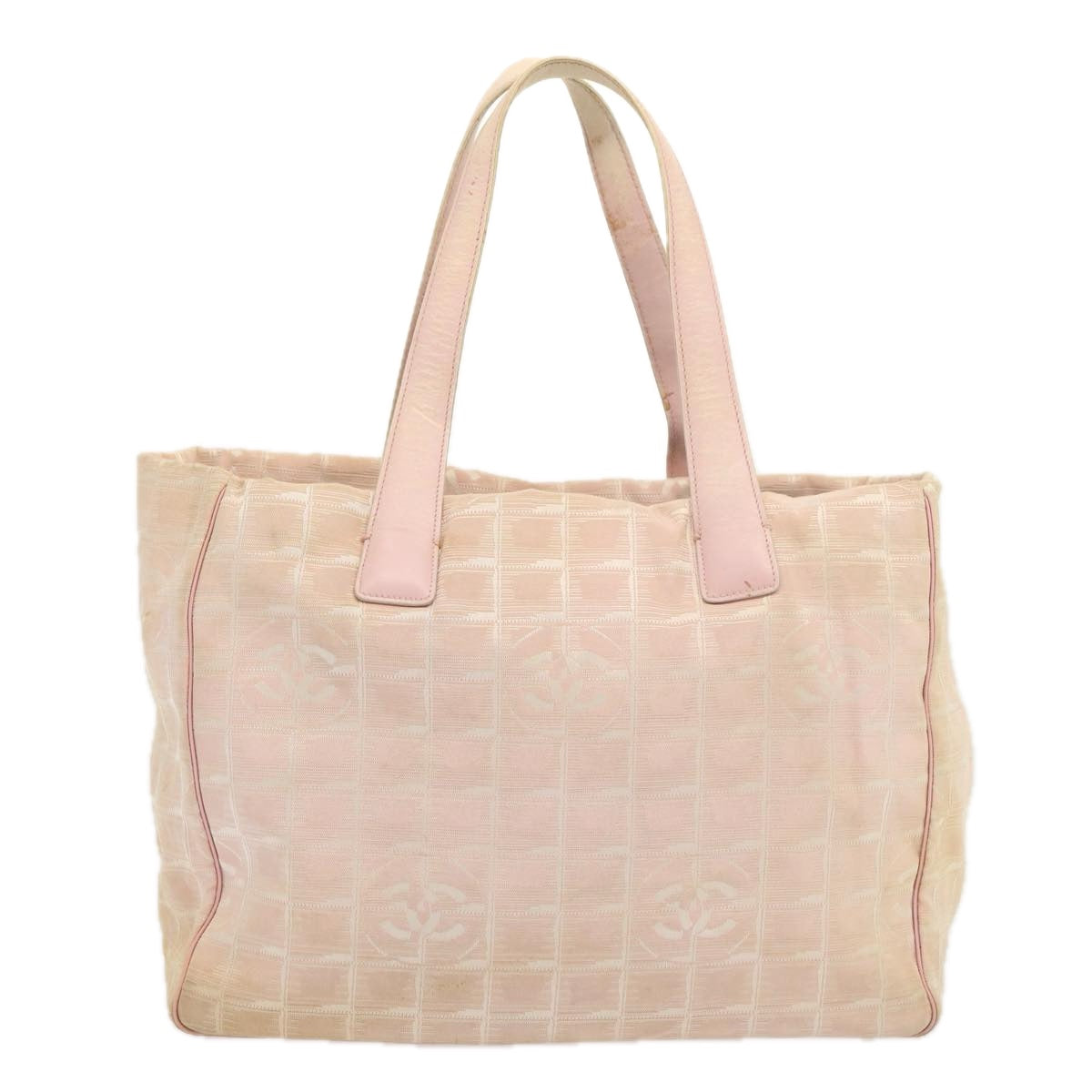 CHANEL New Travel Line Tote Bag Nylon Pink CC Auth ti1604 - 0