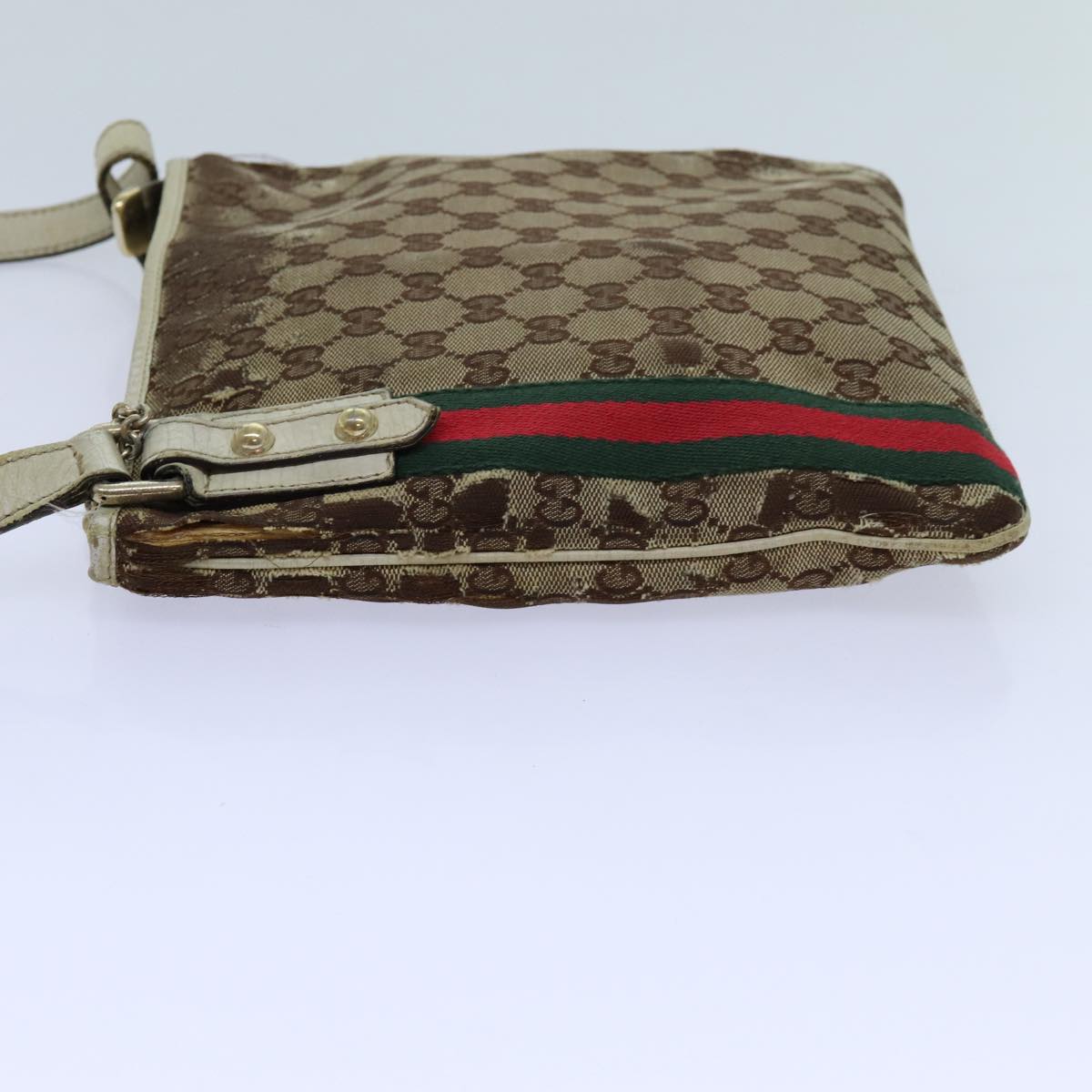 GUCCI GG Canvas Web Sherry Line Shoulder Bag 3Set Beige Red Green Auth ti1609