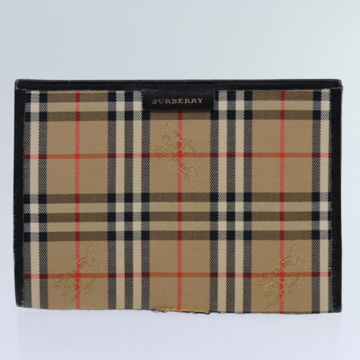 BURBERRY Nova Check Wallet Canvas PVC 5Set Red Beige Auth ti1617