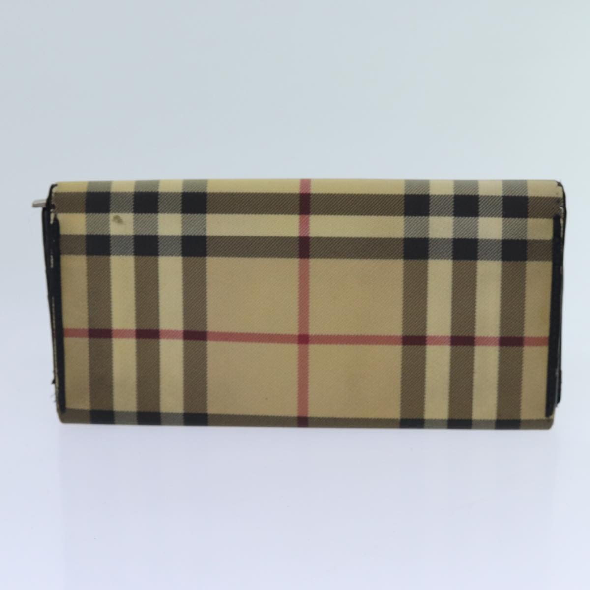 BURBERRY Nova Check Wallet Canvas PVC 5Set Red Beige Auth ti1617