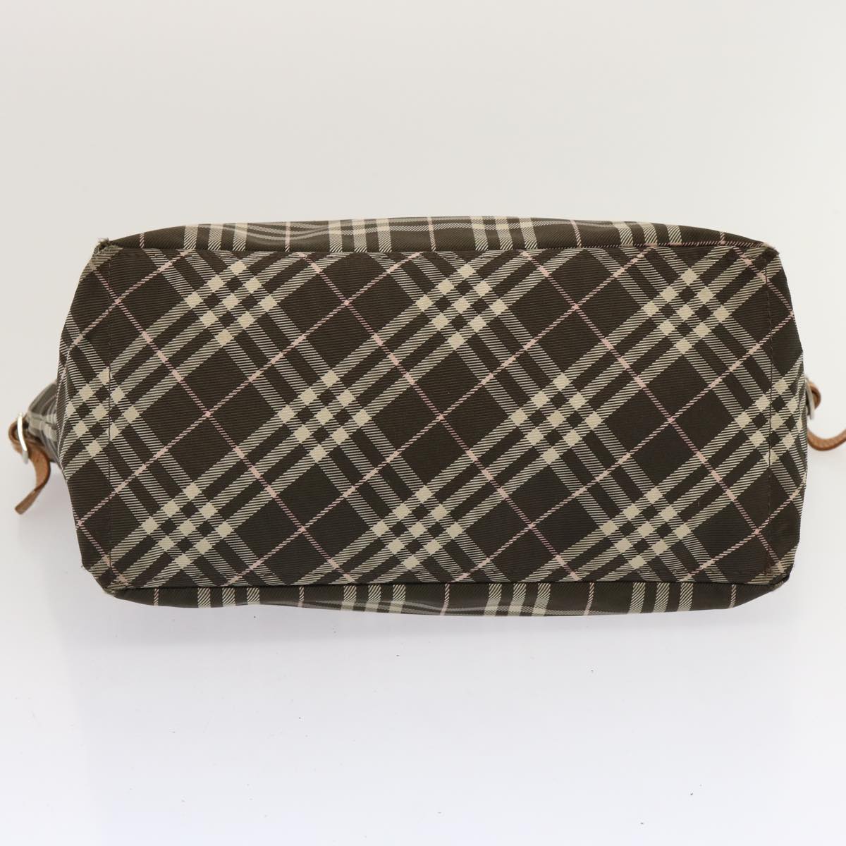 BURBERRY Nova Check Blue Label Tote Bag Nylon Brown Auth ti1618