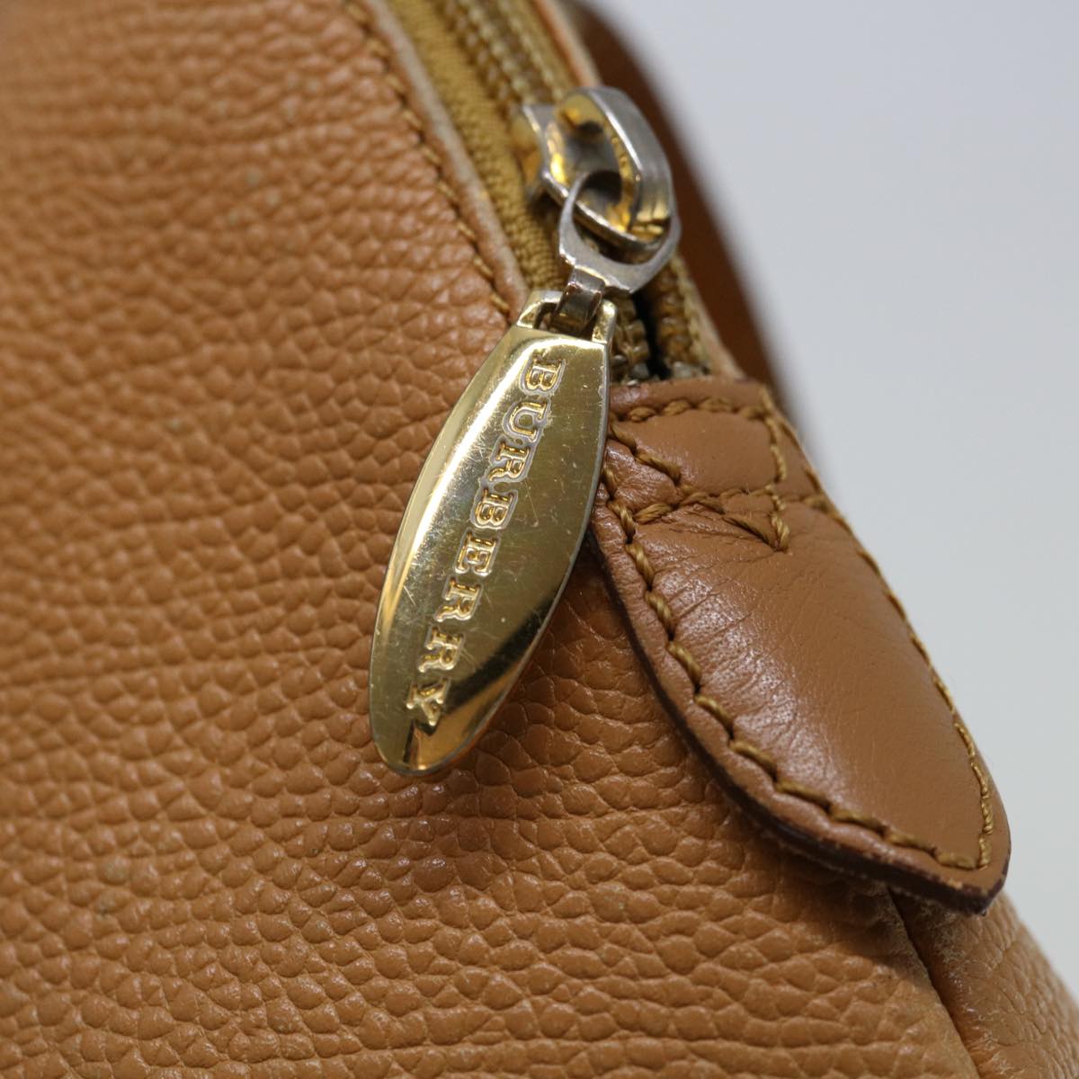 BURBERRY Hand Bag Leather Beige Auth ti1623