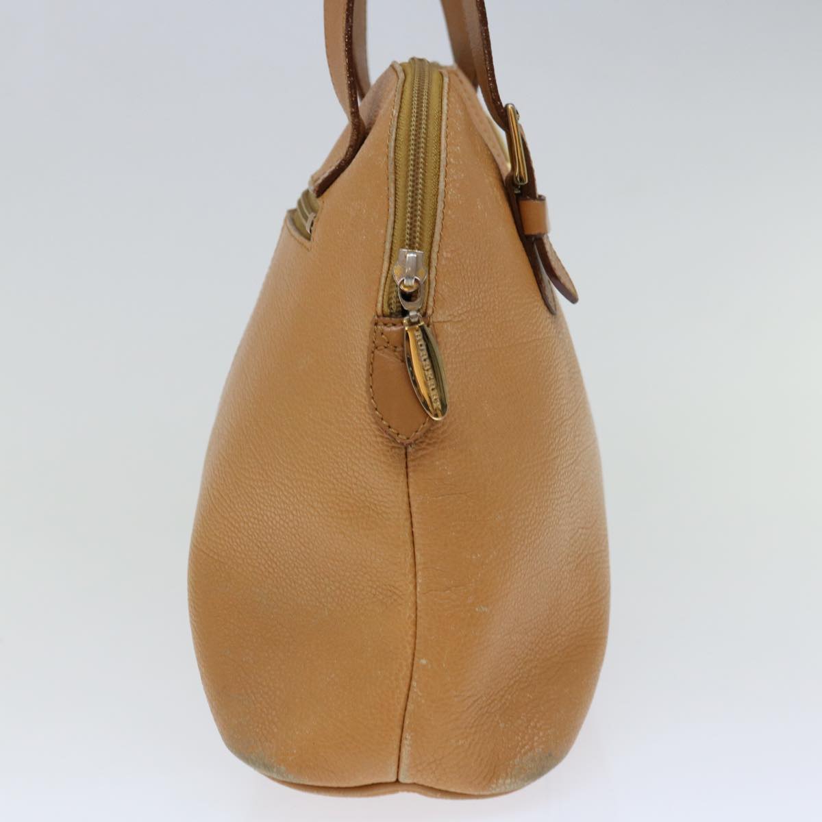 BURBERRY Hand Bag Leather Beige Auth ti1623