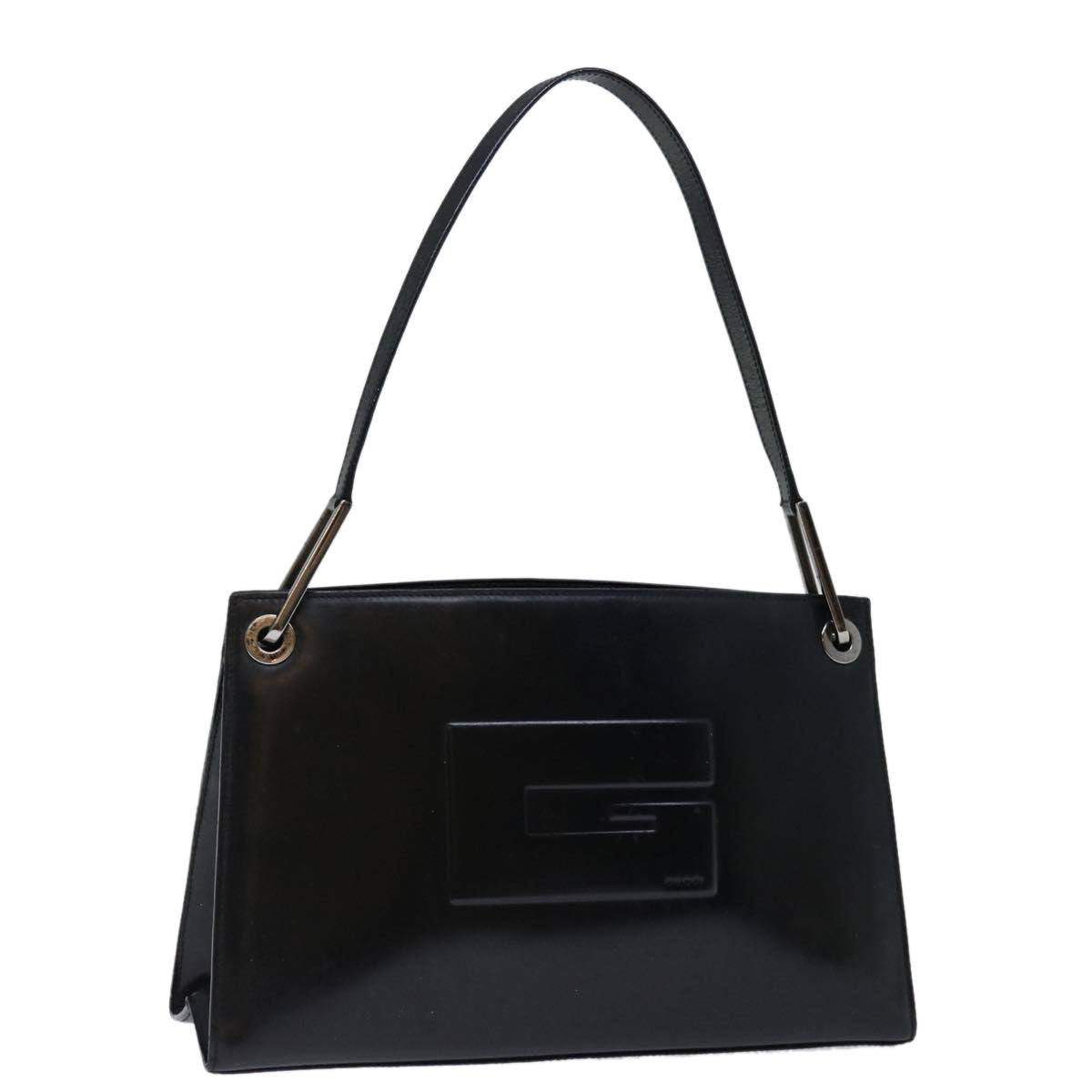 GUCCI Shoulder Bag Enamel Black 001 3034 2123 Auth ti1625