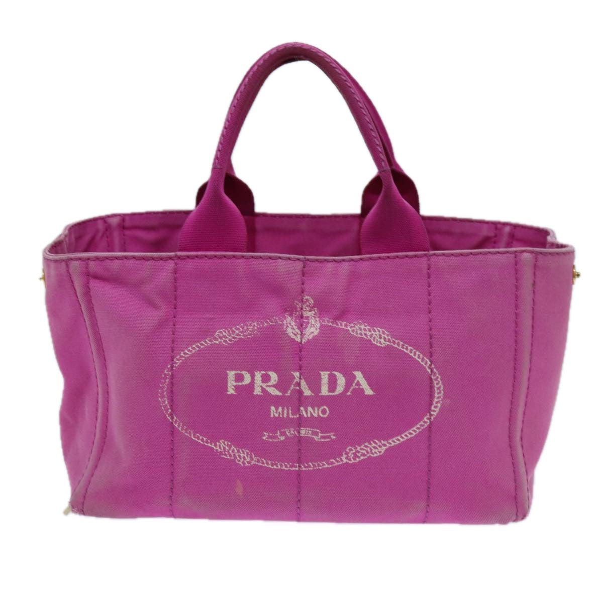 PRADA Canapa MM Hand Bag Canvas Pink Auth ti1653 - 0