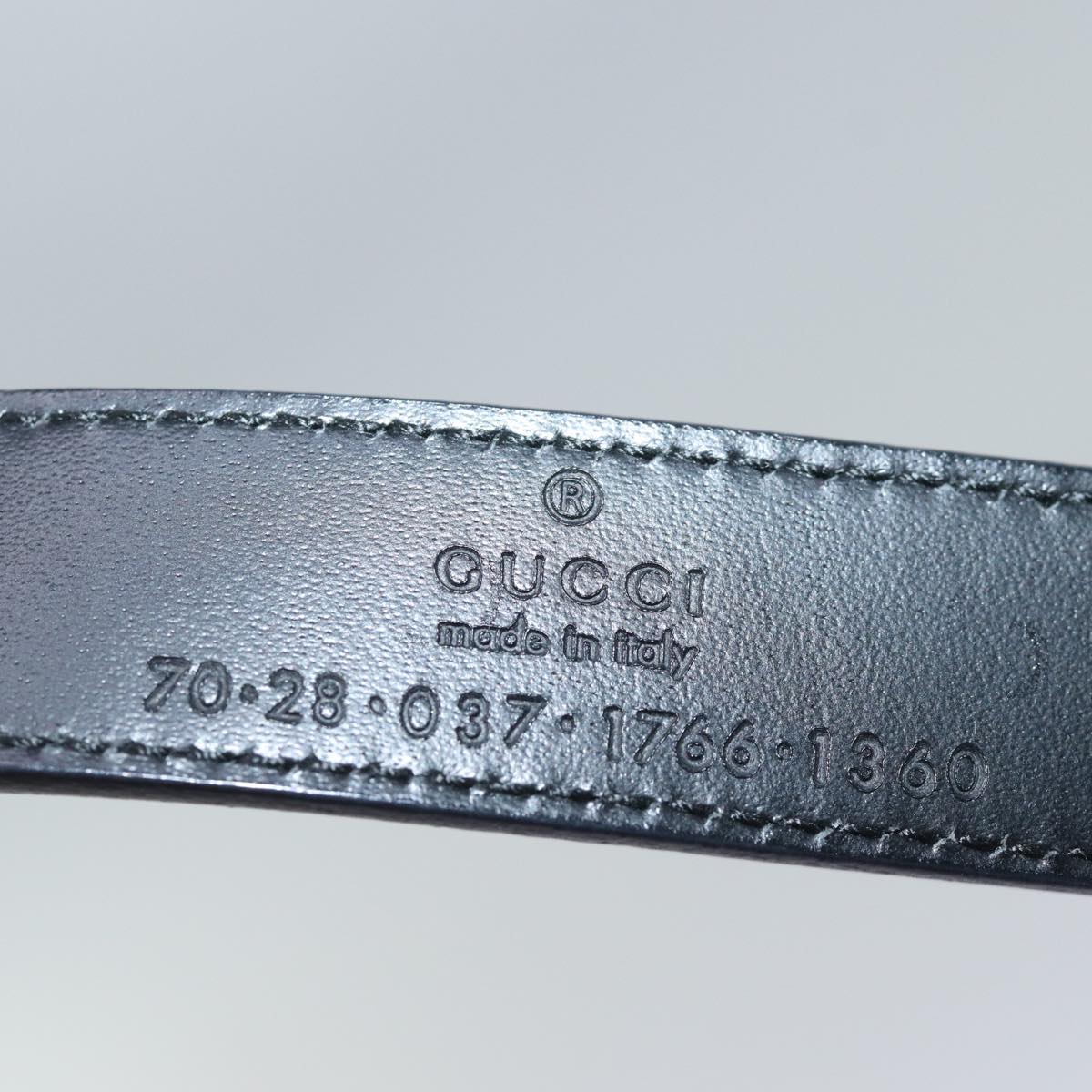 GUCCI Belt Leather 26.8""-28.7"" Black Auth ti1657