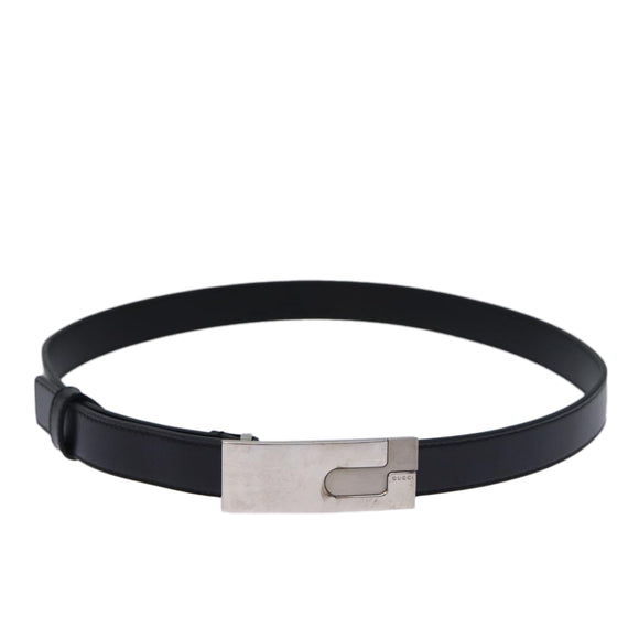 GUCCI Belt Leather 26.8""""""""-28.7"""""""" Black Auth ti1657