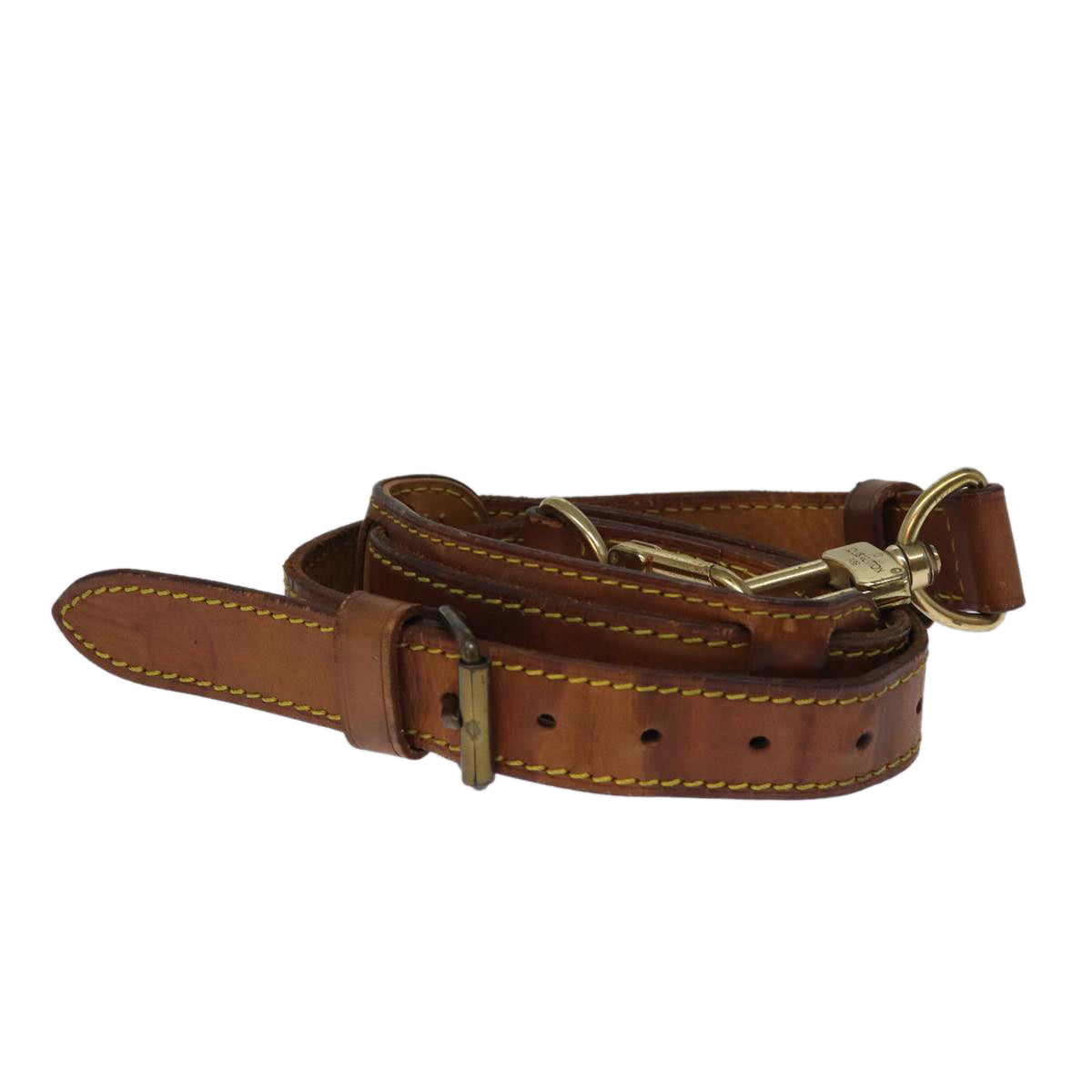 LOUIS VUITTON Adjustable Shoulder Strap Leather 36.2""-43.3"" Beige Auth ti1663 - 0