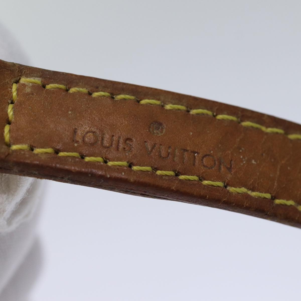 LOUIS VUITTON Shoulder Strap Leather 39.4"" Beige LV Auth ti1664