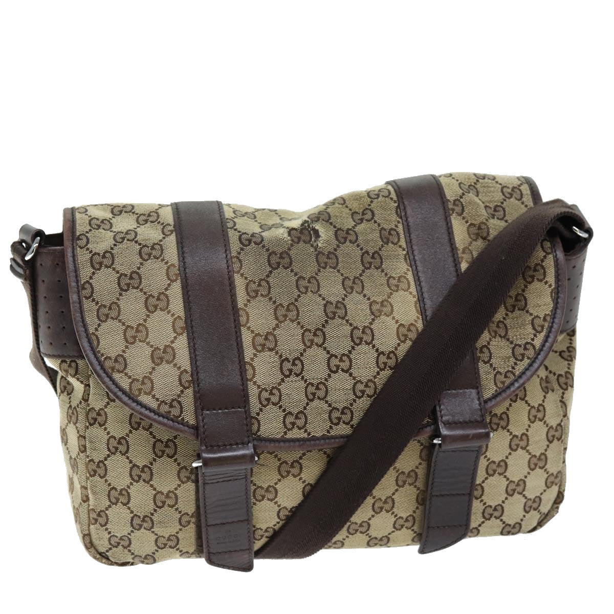 GUCCI GG Canvas Shoulder Bag Beige Auth ti1673