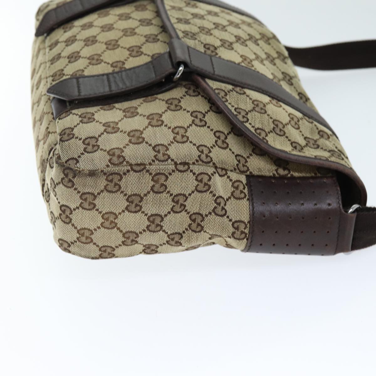 GUCCI GG Canvas Shoulder Bag Beige Auth ti1673