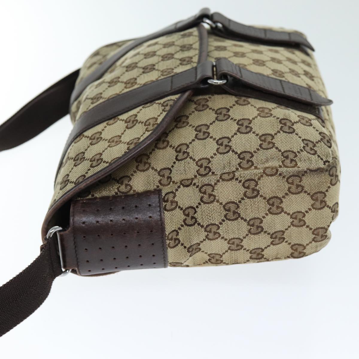 GUCCI GG Canvas Shoulder Bag Beige Auth ti1673