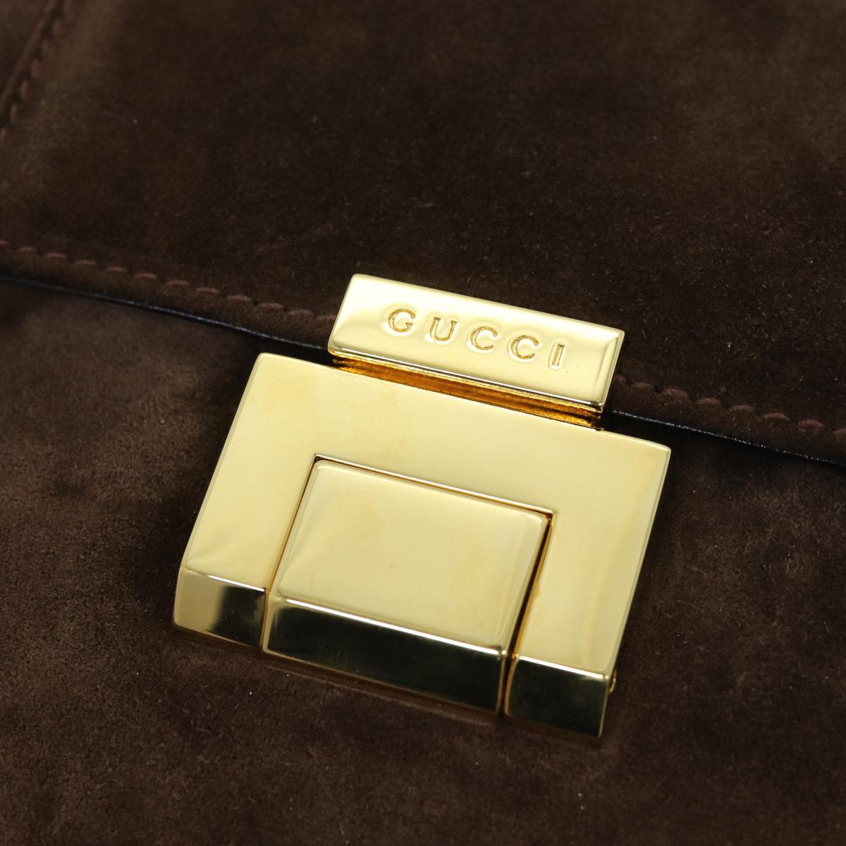 GUCCI Shoulder Bag Suede Brown Auth ti1687