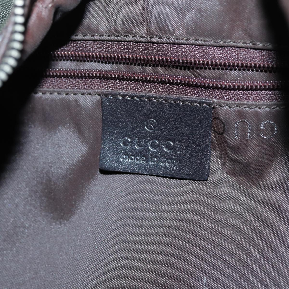 GUCCI Shoulder Bag Nylon Leather Khaki 001 3341 Auth ti1688