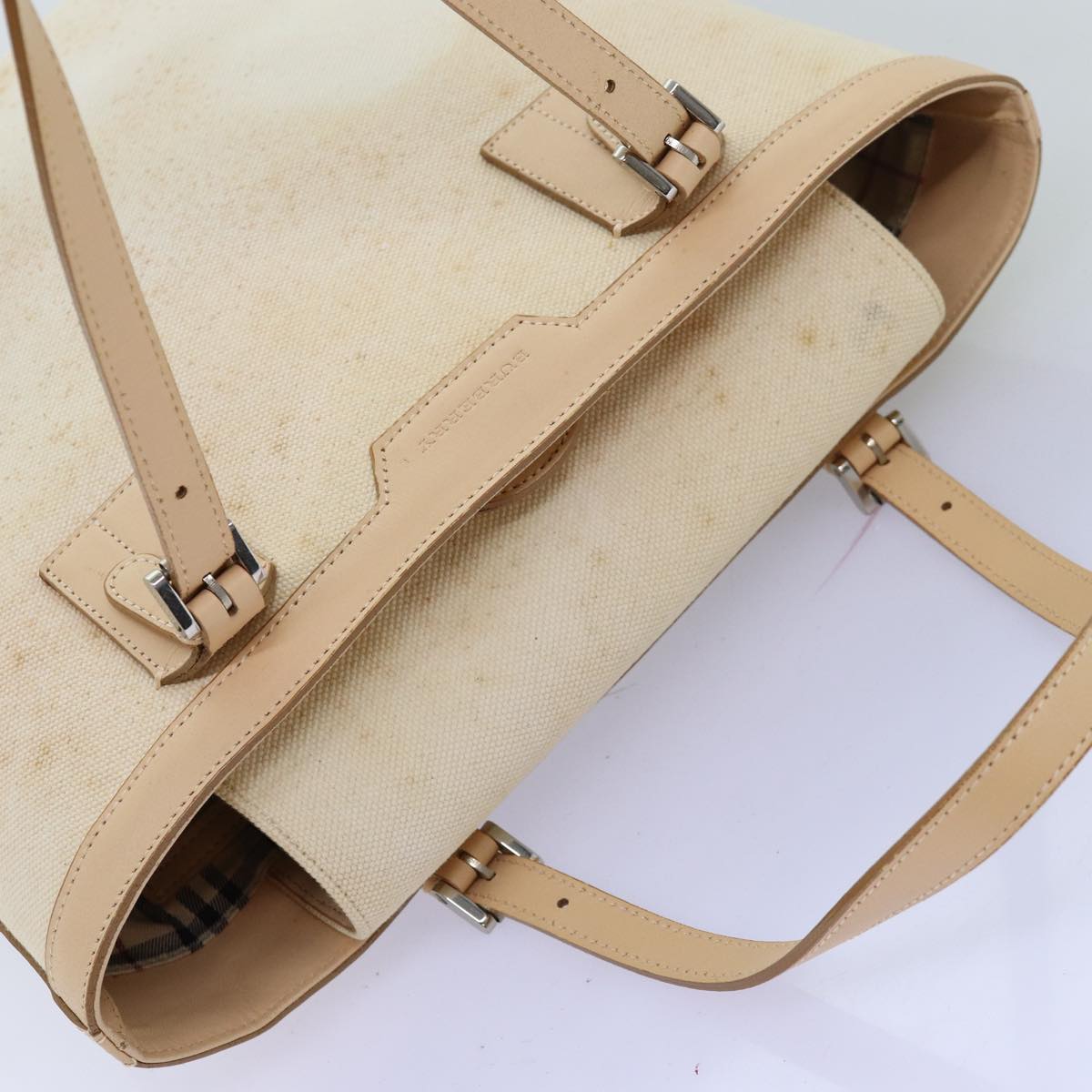 BURBERRY Hand Bag Canvas Beige Auth ti1704