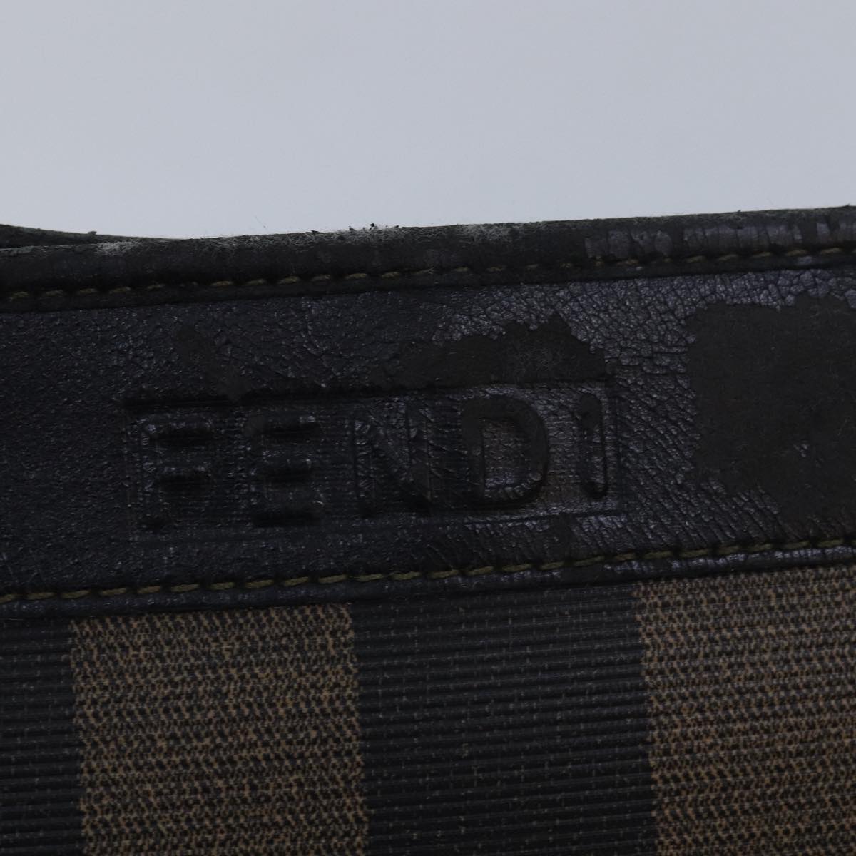 FENDI Pecan Canvas Clutch Bag Black Brown Auth ti1705