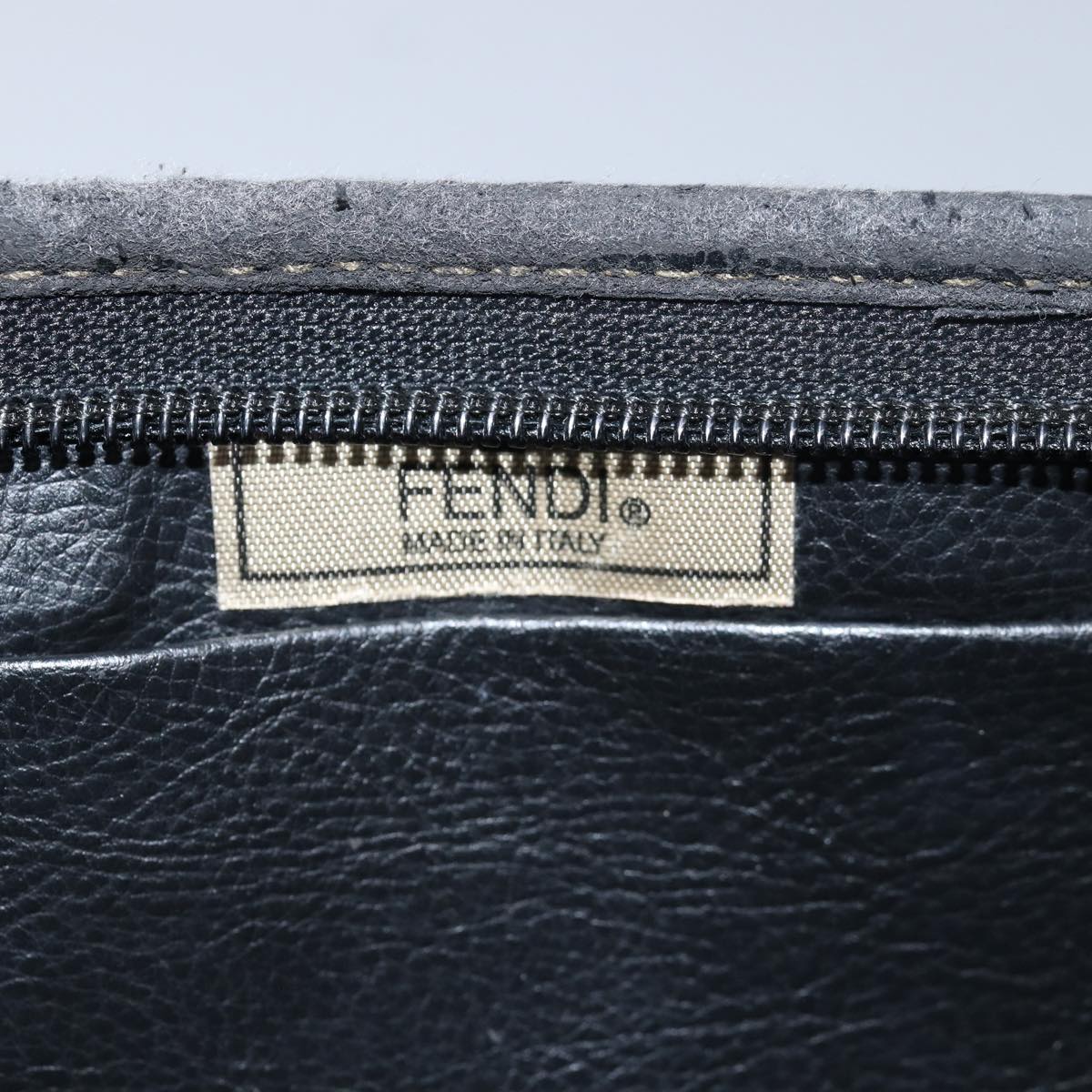 FENDI Pecan Canvas Clutch Bag Black Brown Auth ti1705