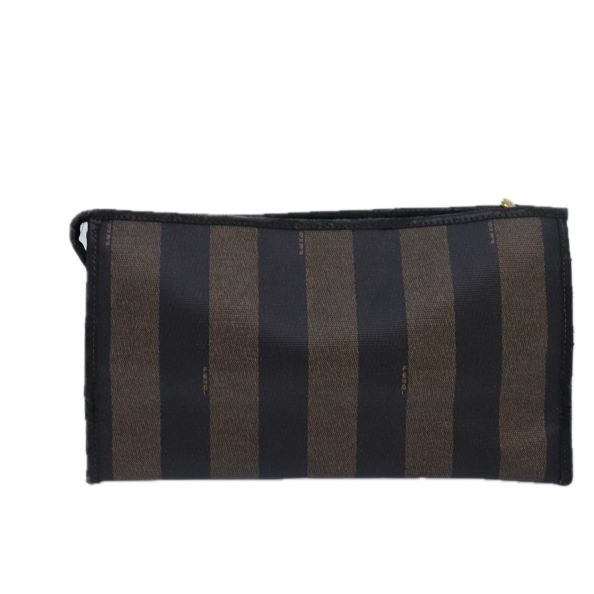 FENDI Pecan Canvas Clutch Bag Black Brown Auth ti1705 - 0