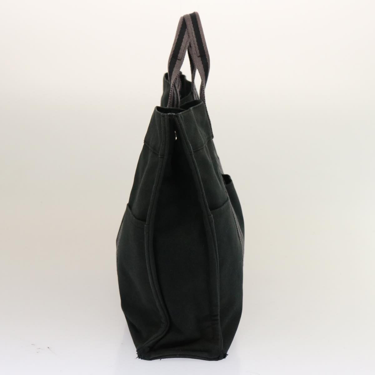 HERMES Hand Bag Canvas 4Set Black Gray Auth ti1710