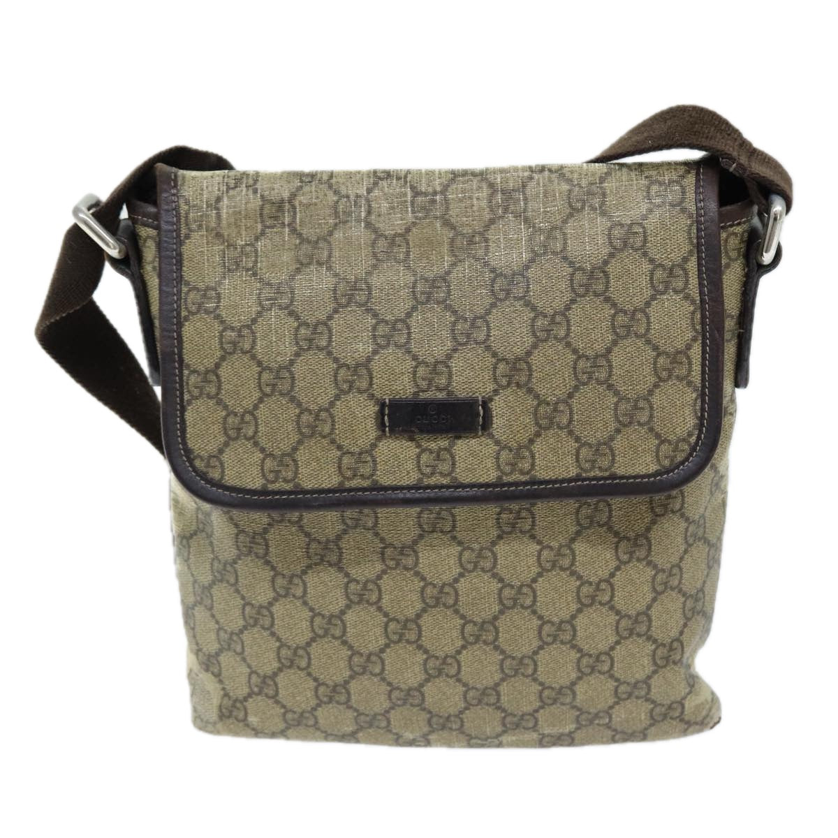 GUCCI GG Canvas Shoulder Bag Coated Canvas Beige Auth ti1728