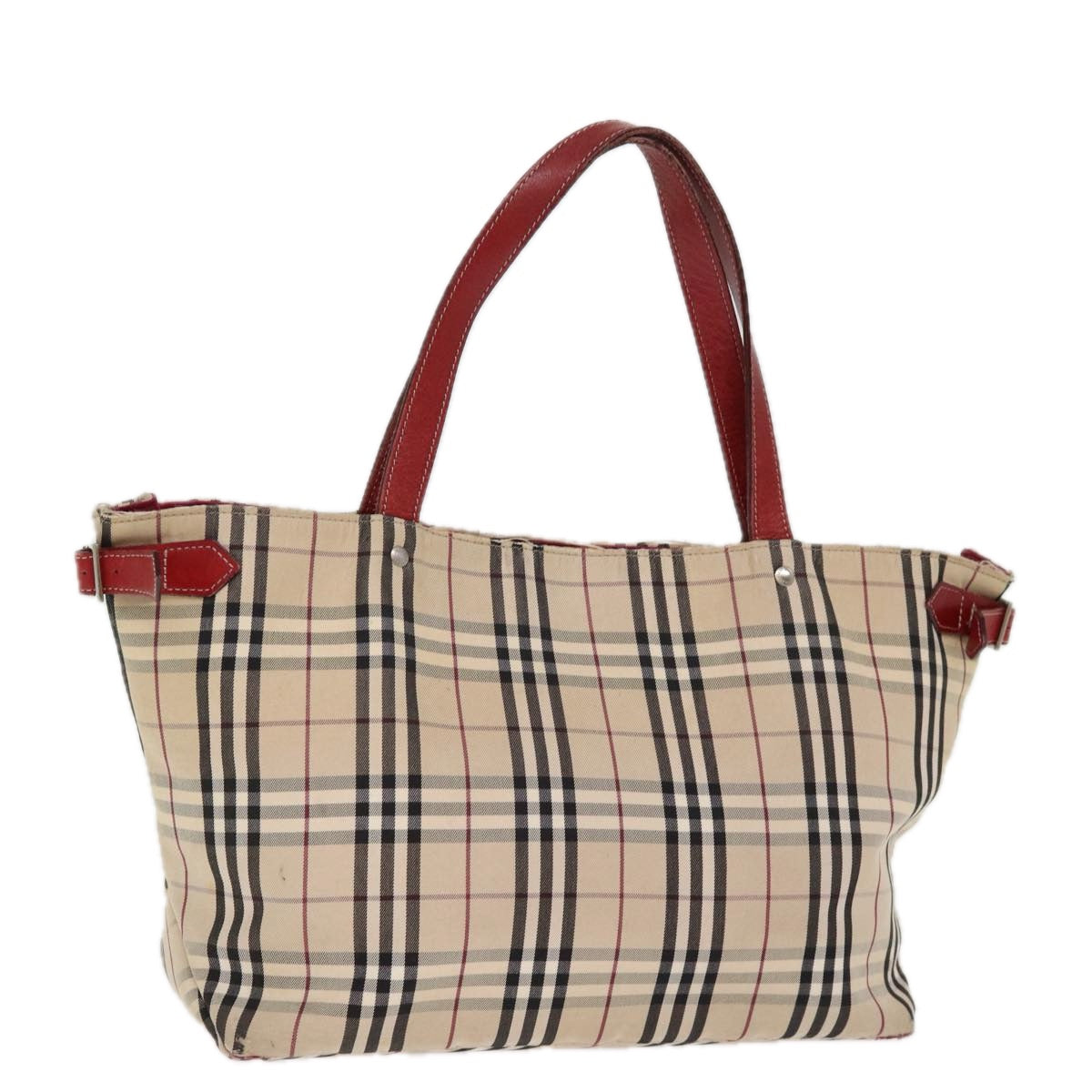 BURBERRY Nova Check Blue Label Tote Bag Canvas Beige Auth ti1734