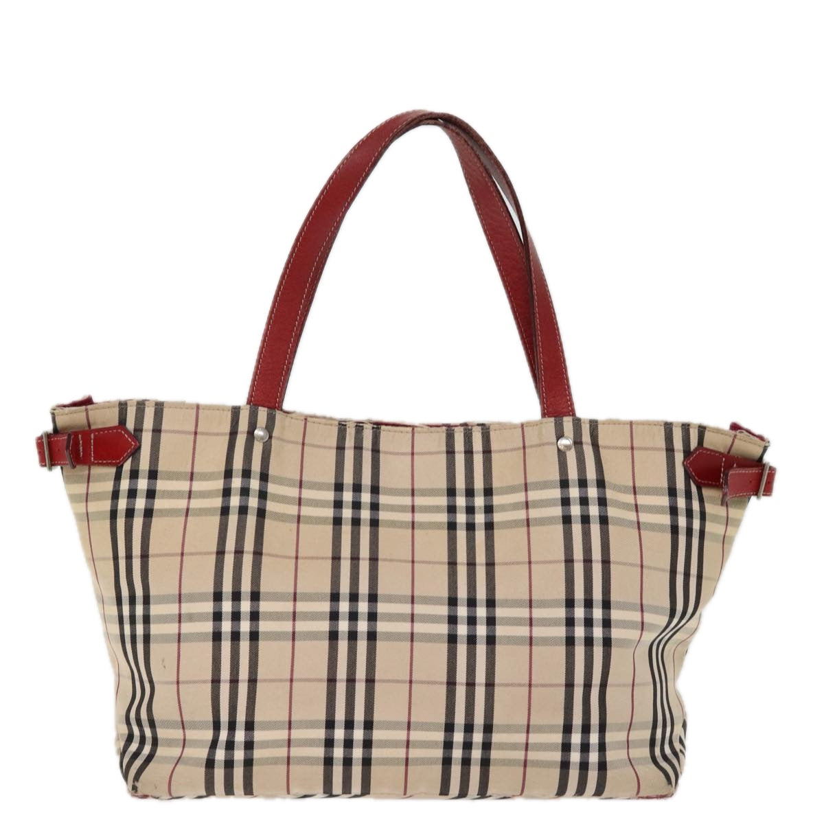 BURBERRY Nova Check Blue Label Tote Bag Canvas Beige Auth ti1734