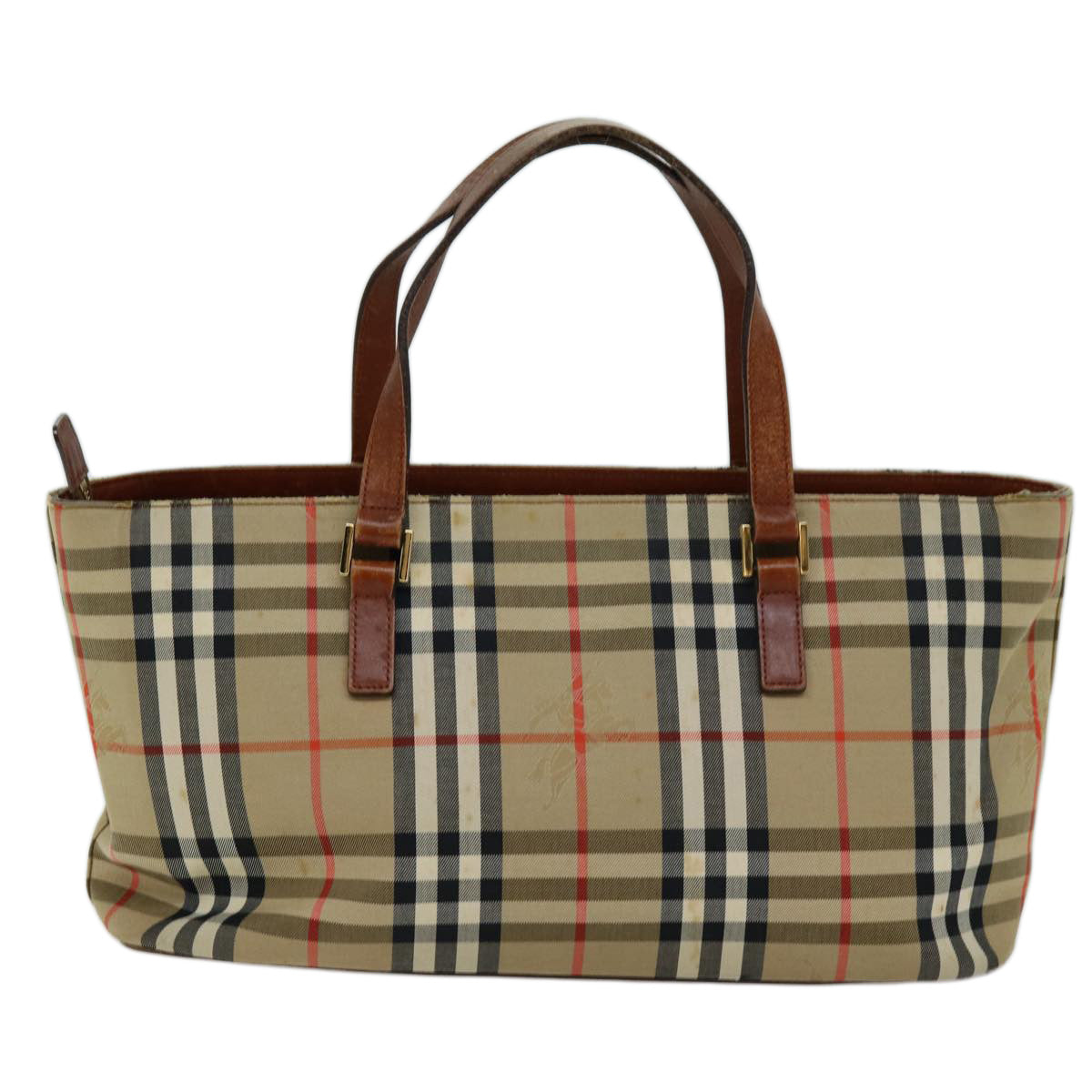 BURBERRY Nova Check Hand Bag Canvas Beige Auth ti1735 - 0