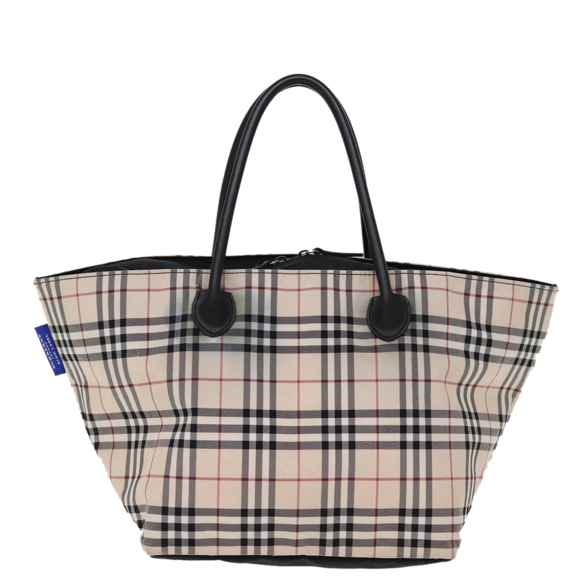 BURBERRY Nova Check Blue Label Tote Bag Nylon Beige Auth ti1737