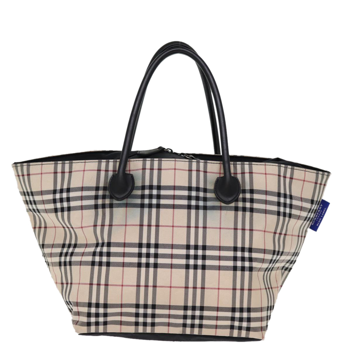 BURBERRY Nova Check Blue Label Tote Bag Nylon Beige Auth ti1737 - 0