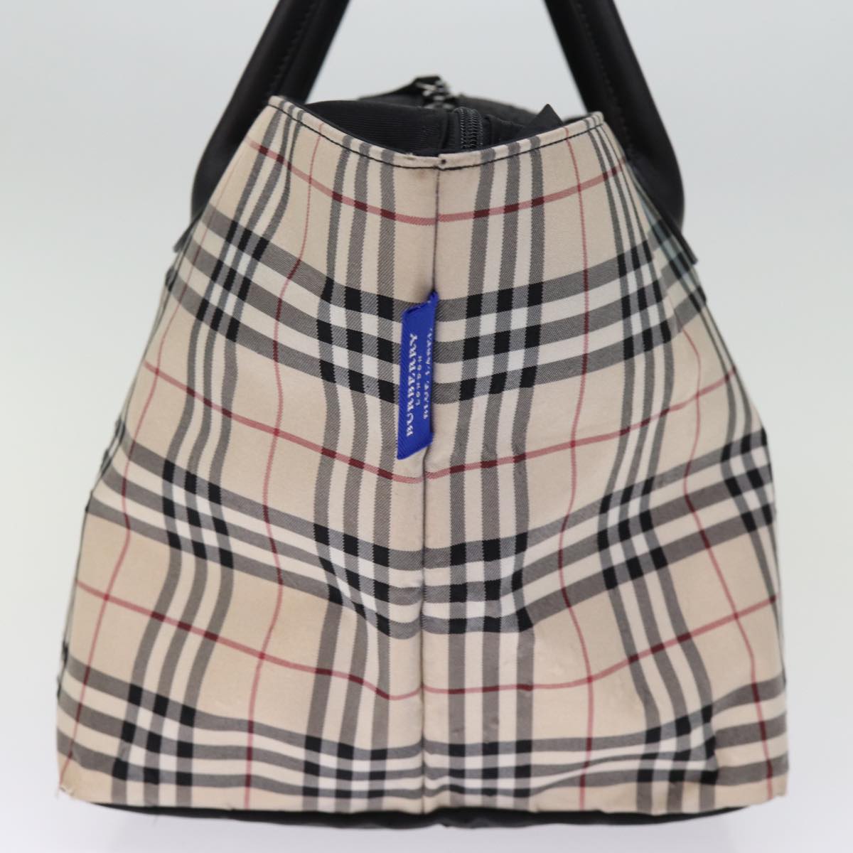 BURBERRY Nova Check Blue Label Tote Bag Nylon Beige Auth ti1737