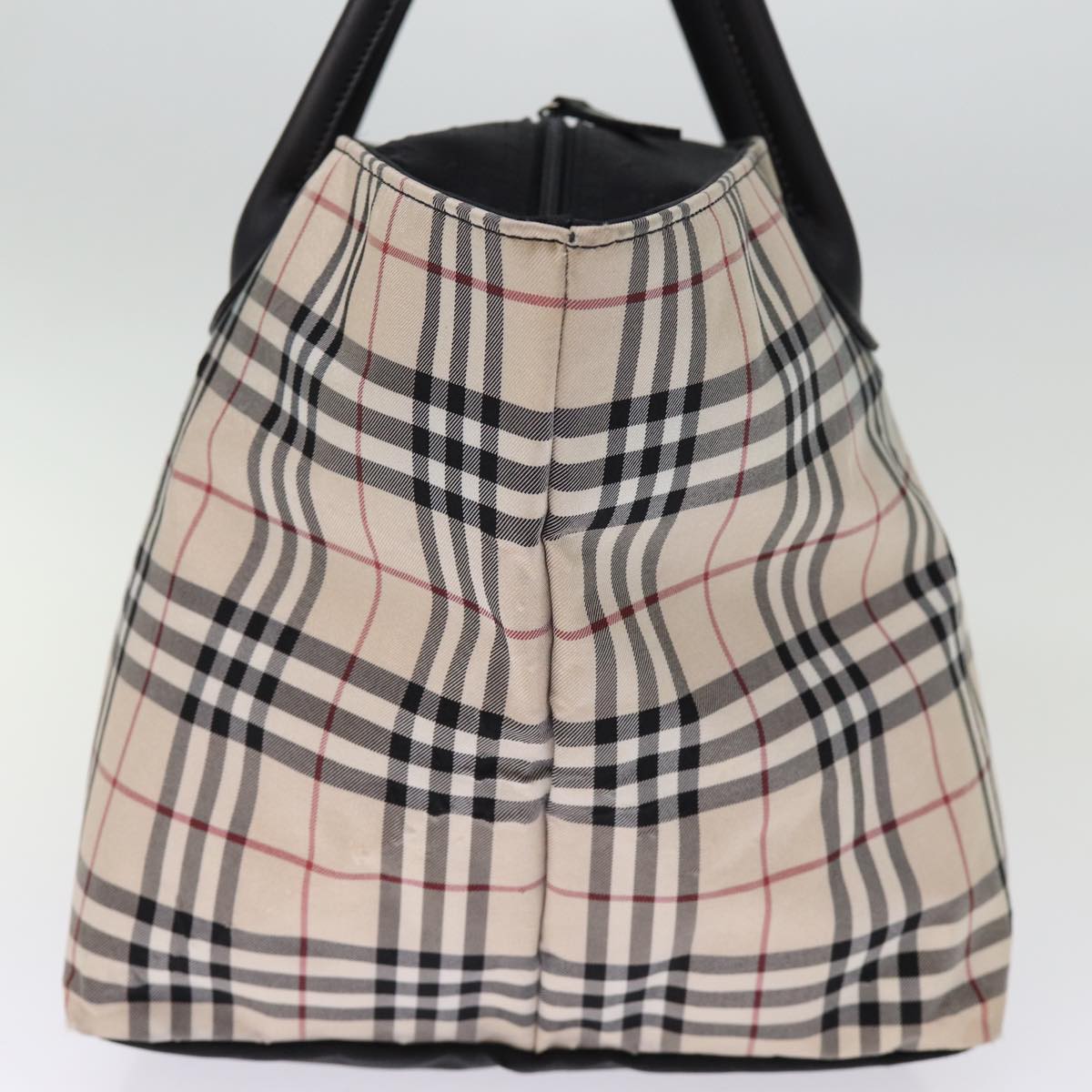 BURBERRY Nova Check Blue Label Tote Bag Nylon Beige Auth ti1737