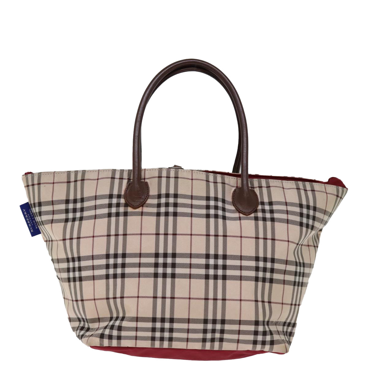 BURBERRY Nova Check Blue Label Tote Bag Nylon Beige Auth ti1738