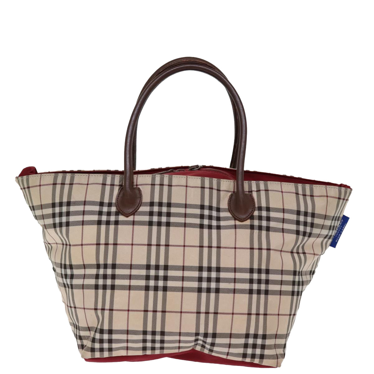 BURBERRY Nova Check Blue Label Tote Bag Nylon Beige Auth ti1738