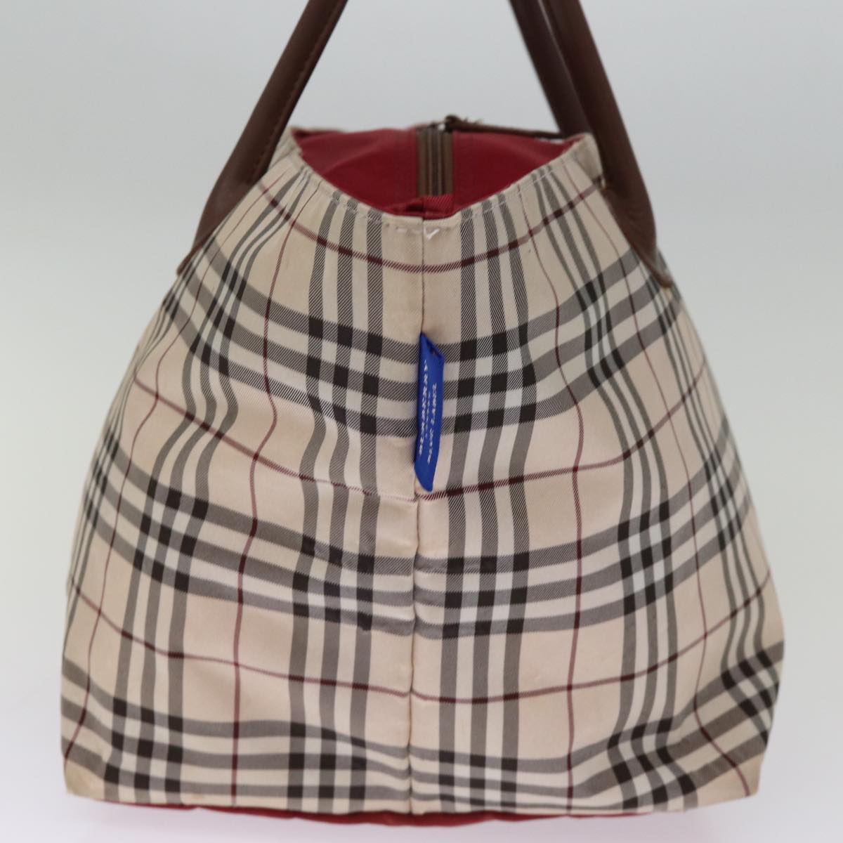 BURBERRY Nova Check Blue Label Tote Bag Nylon Beige Auth ti1738