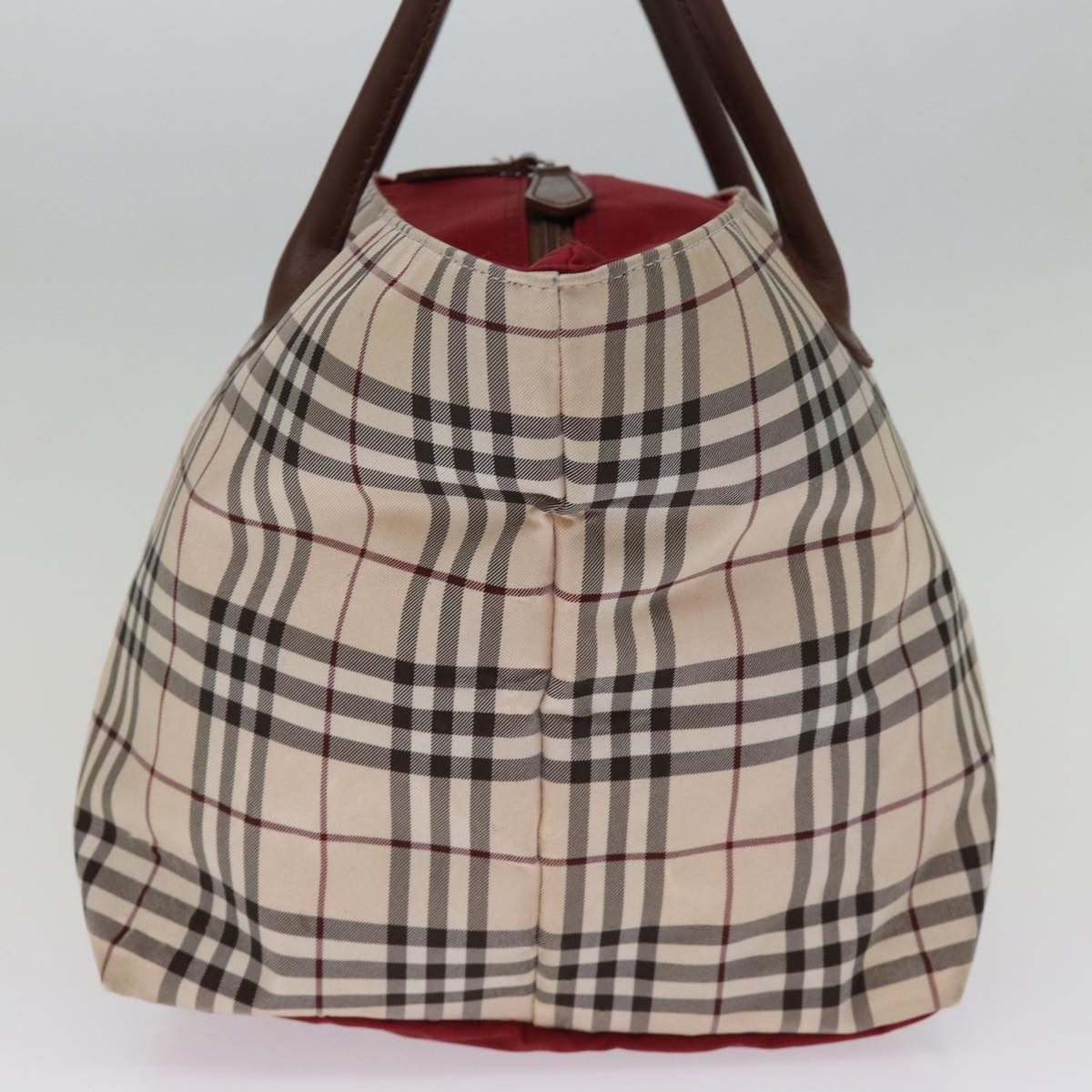 BURBERRY Nova Check Blue Label Tote Bag Nylon Beige Auth ti1738