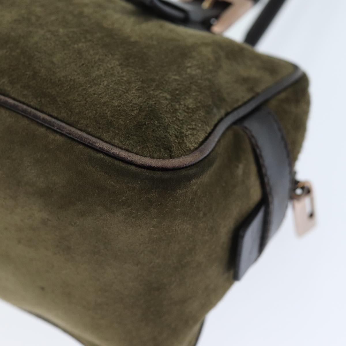 FENDI Shoulder Bag Suede Green Auth ti1743