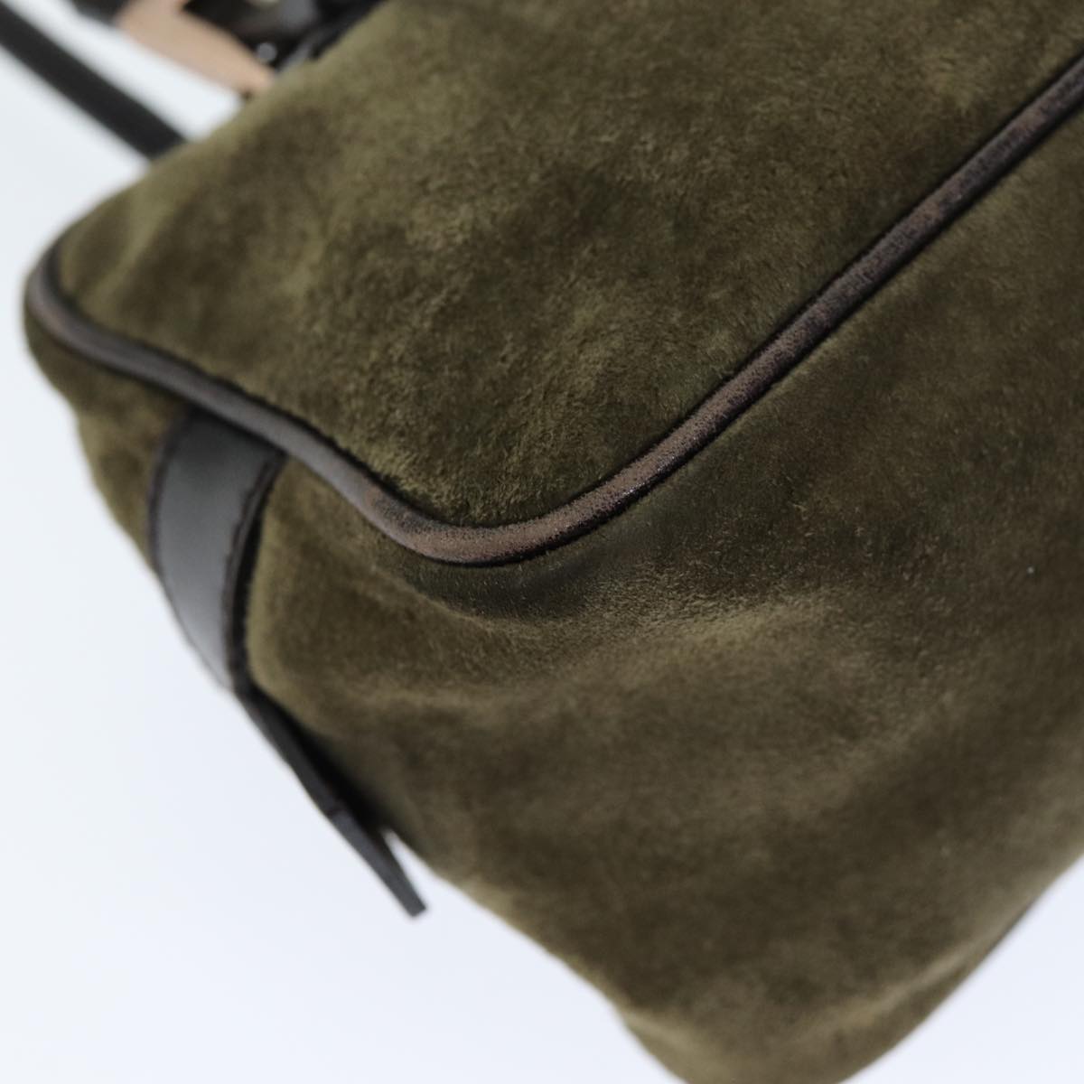 FENDI Shoulder Bag Suede Green Auth ti1743