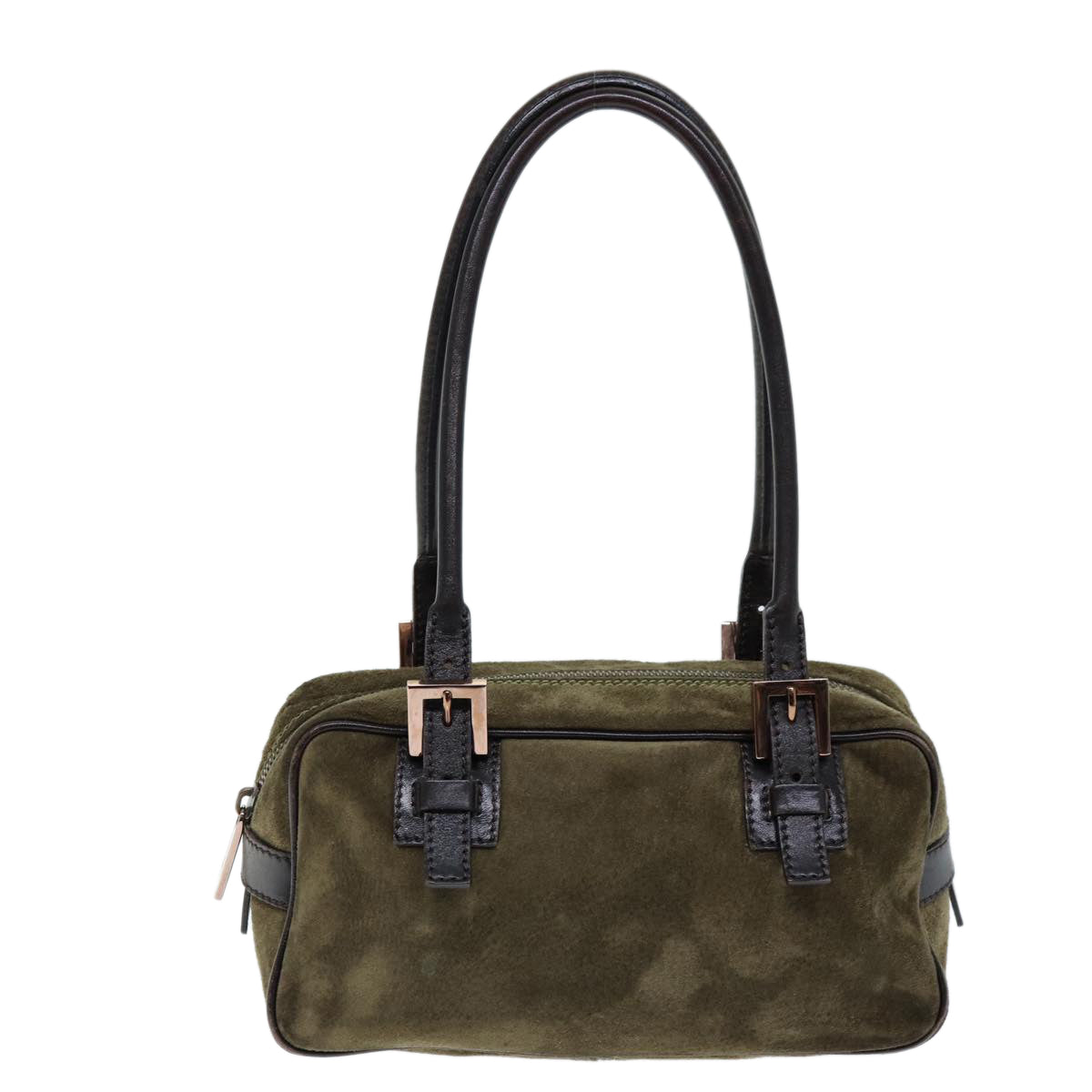 FENDI Shoulder Bag Suede Green Auth ti1743