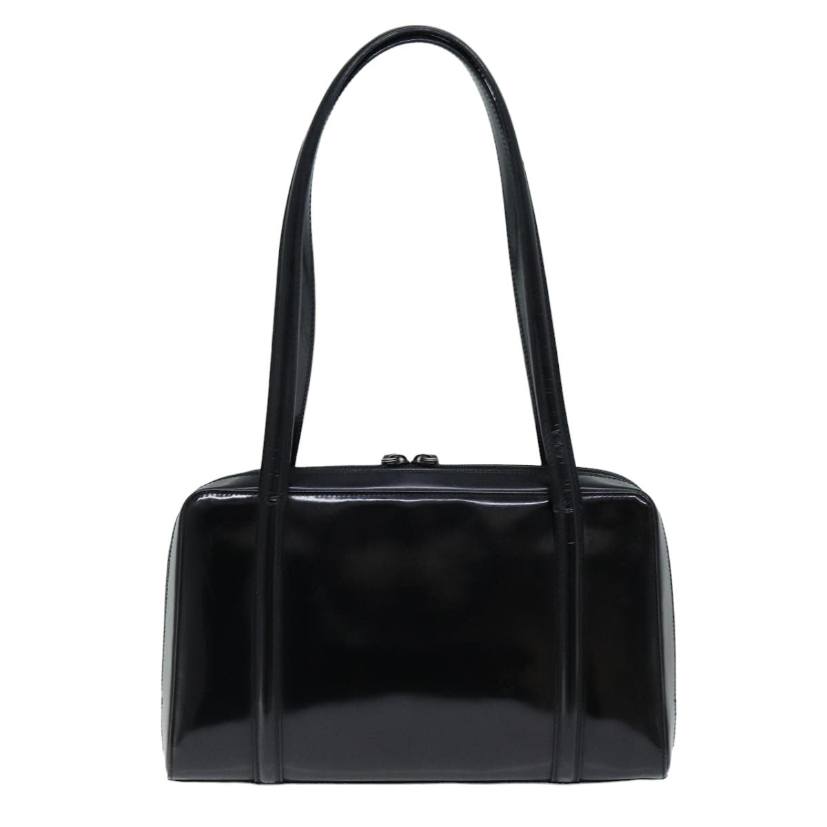 GUCCI Shoulder Bag Enamel Black Auth ti1748