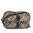 BURBERRY Nova Check Blue Label Shoulder Bag Canvas Beige Brown Auth ti1756-1