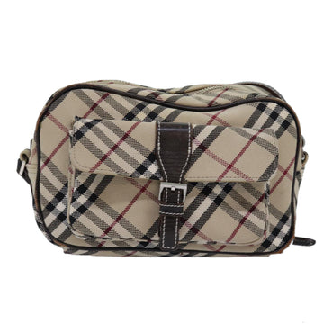 BURBERRY Nova Check Blue Label Shoulder Bag Canvas Beige Brown Auth ti1756 - 0