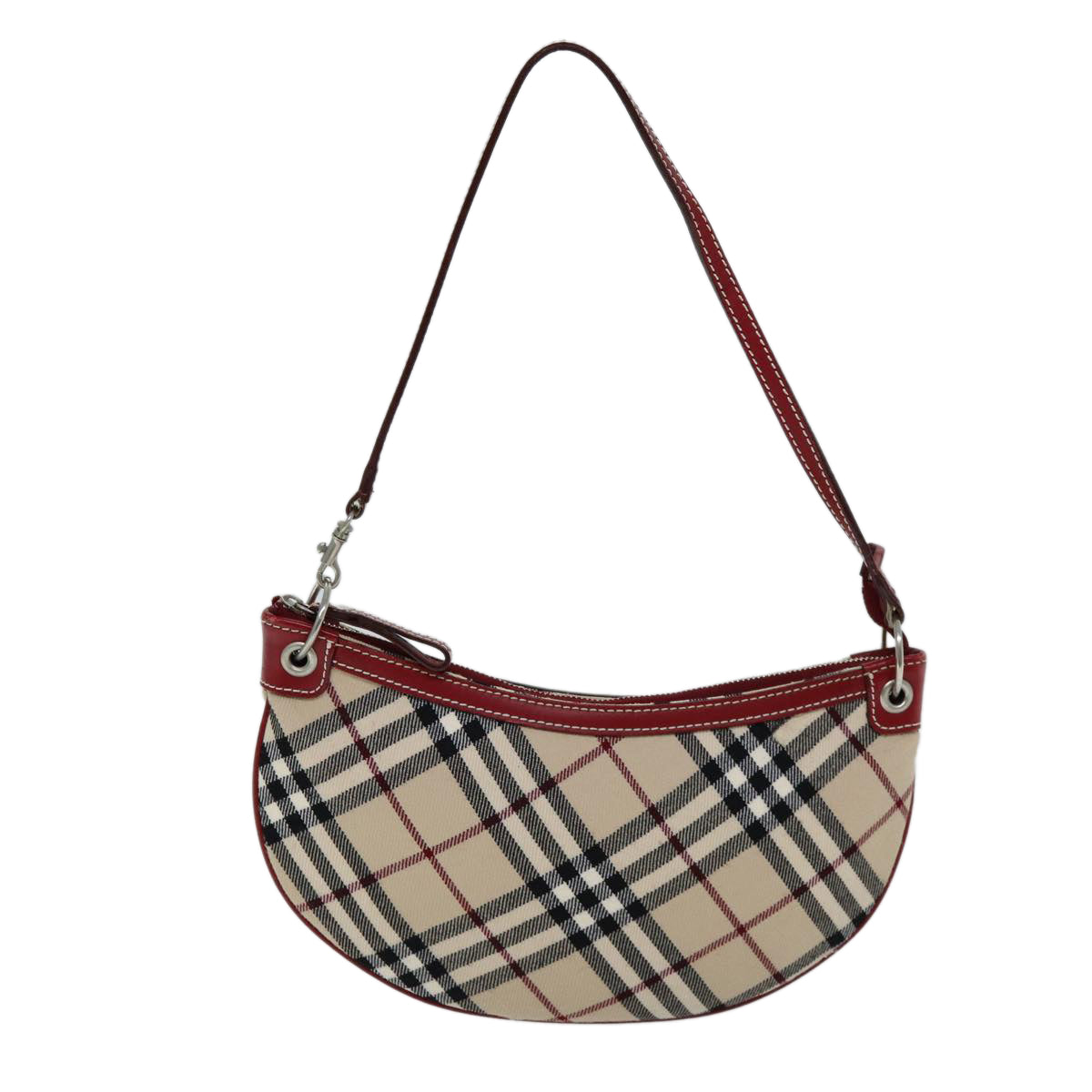 BURBERRY Nova Check Blue Label Hand Bag Beige Red Auth ti1760