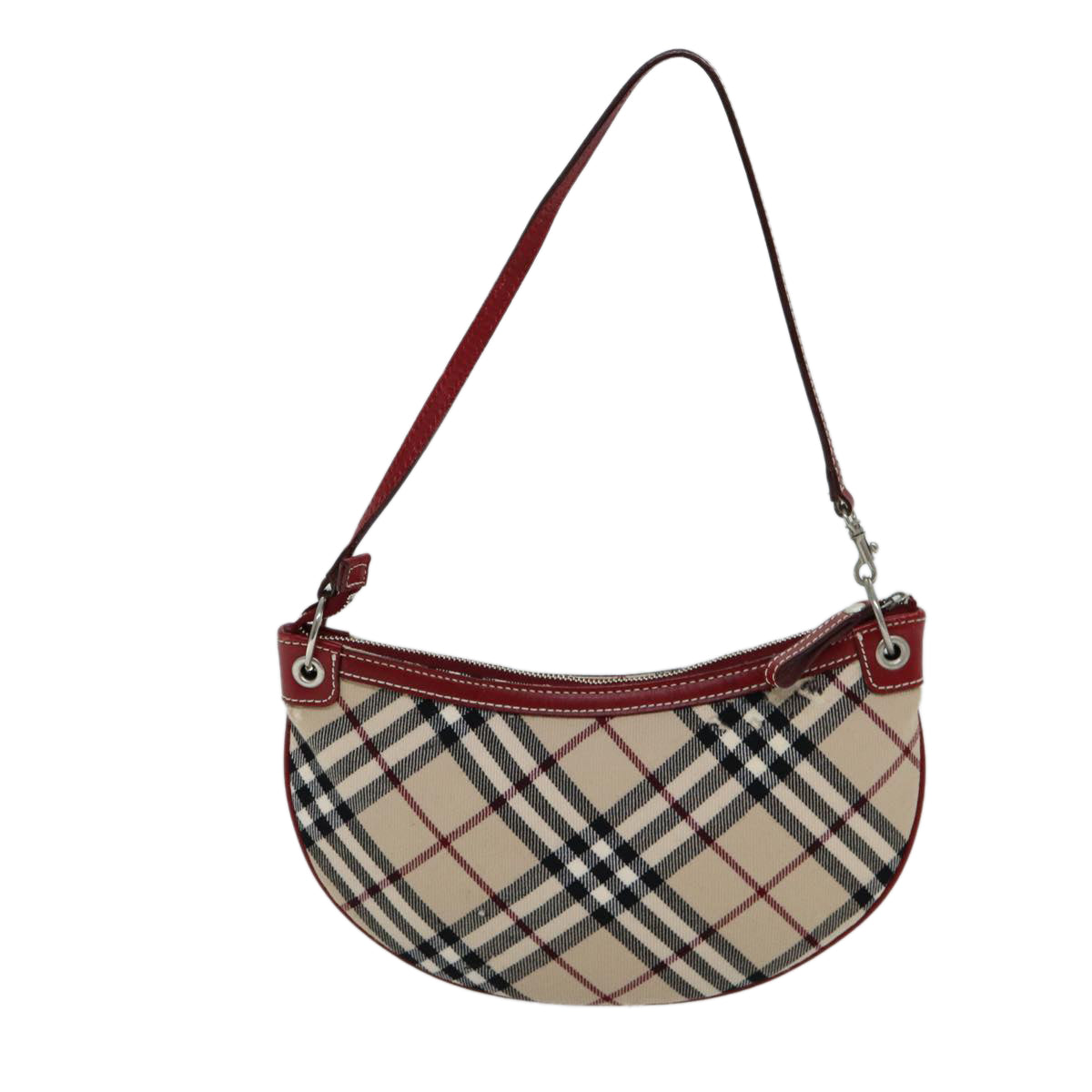 BURBERRY Nova Check Blue Label Hand Bag Beige Red Auth ti1760