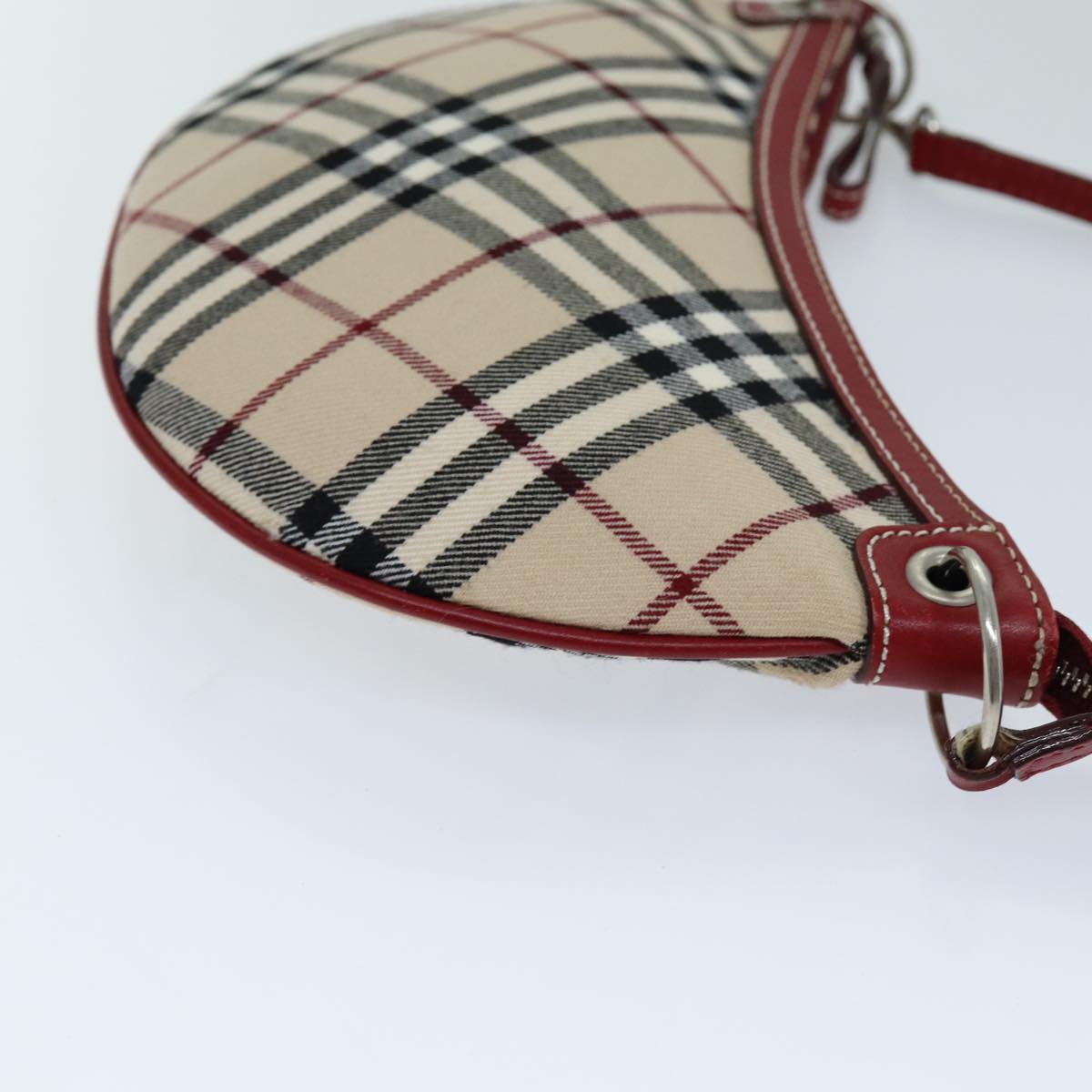 BURBERRY Nova Check Blue Label Hand Bag Beige Red Auth ti1760