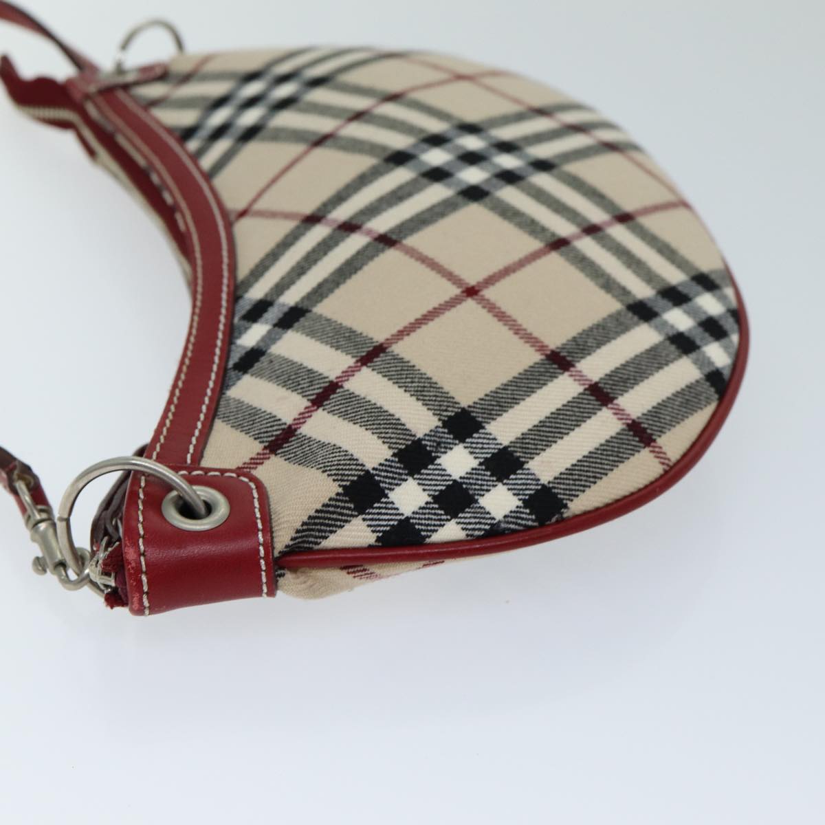 BURBERRY Nova Check Blue Label Hand Bag Beige Red Auth ti1760