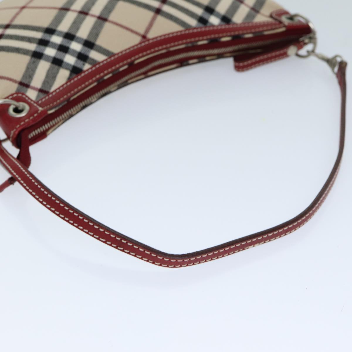 BURBERRY Nova Check Blue Label Hand Bag Beige Red Auth ti1760