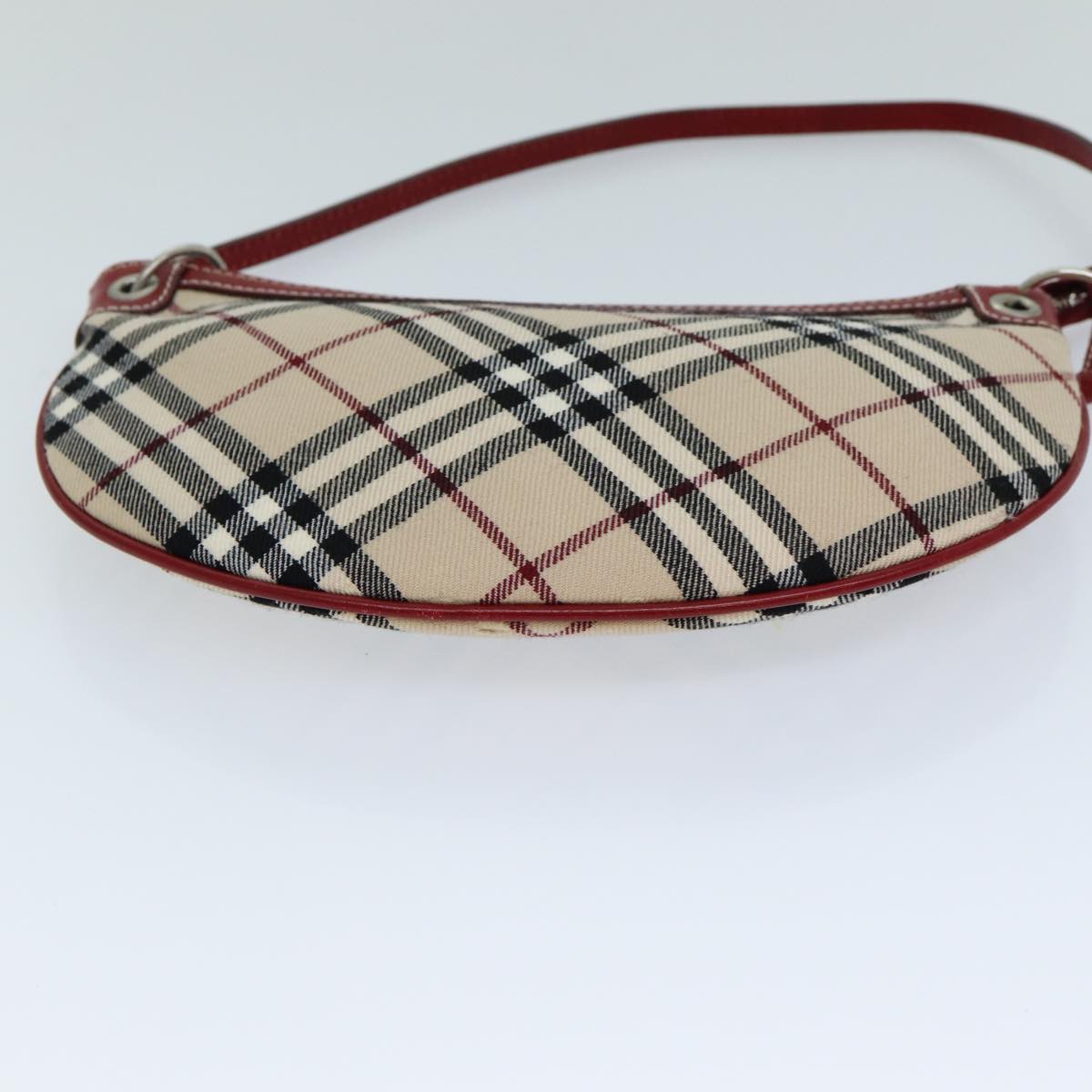 BURBERRY Nova Check Blue Label Hand Bag Beige Red Auth ti1760