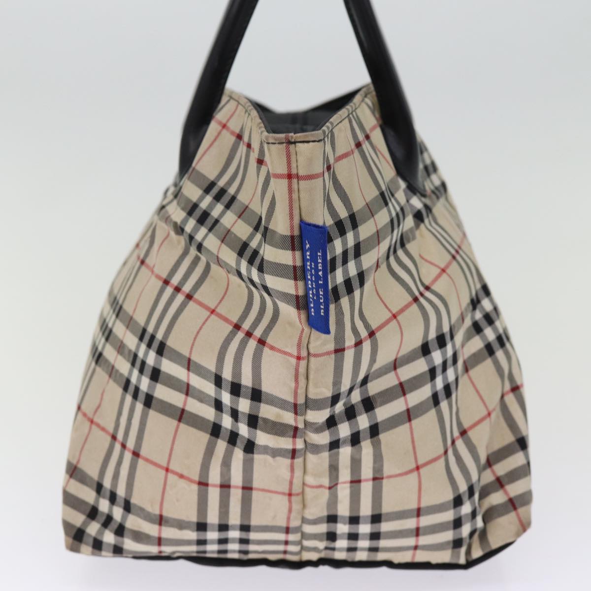 BURBERRY Nova Check Blue Label Tote Bag Nylon Beige Auth ti1762