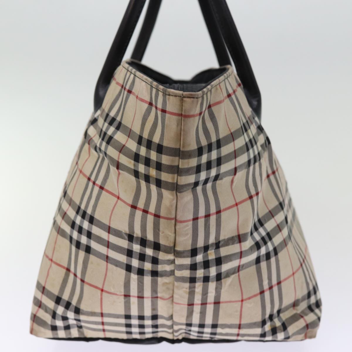 BURBERRY Nova Check Blue Label Tote Bag Nylon Beige Auth ti1762